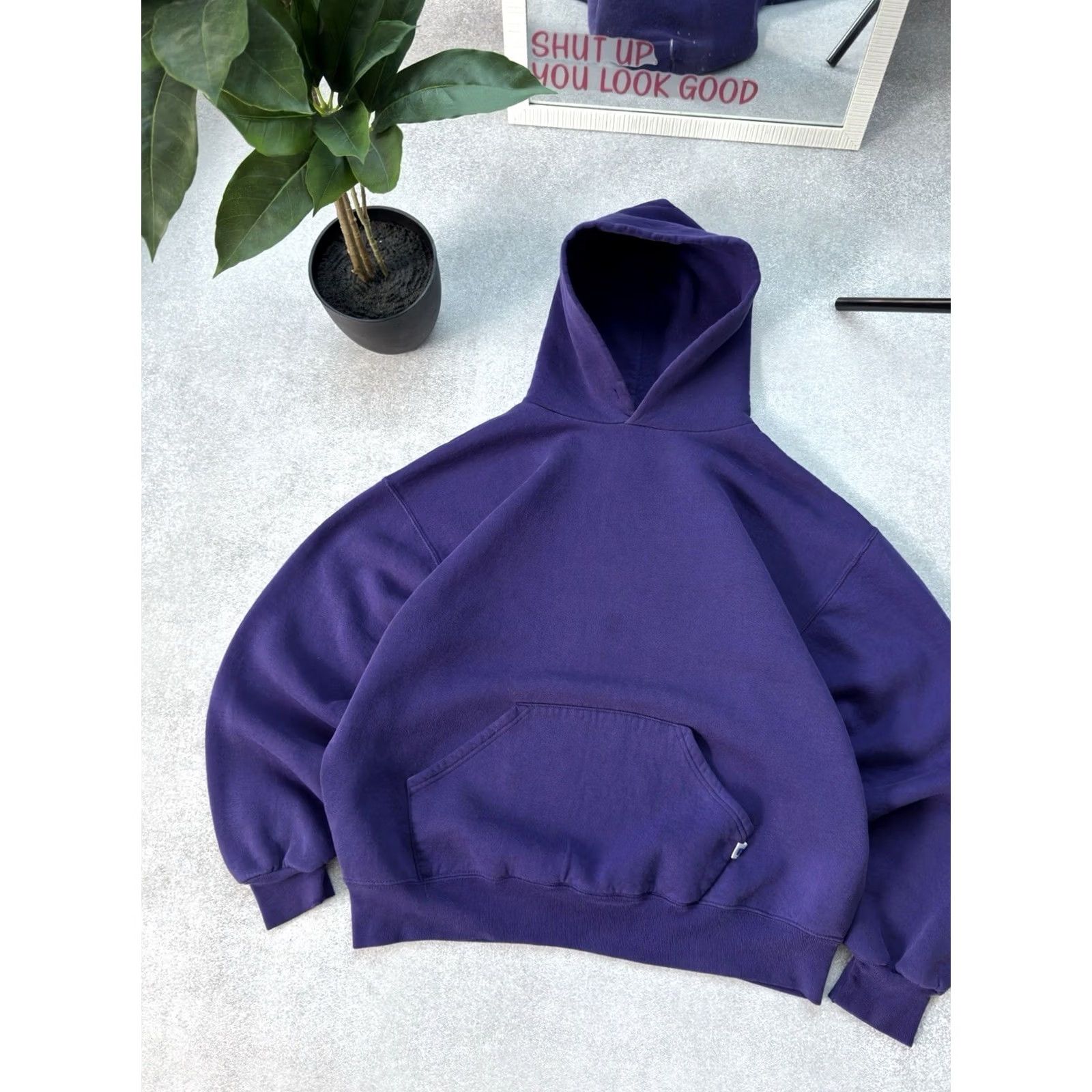 Russell Athletic VINTAGE Russell Athletic Hoodie Box Fit Purple Men L 90s USA Size US L / EU 52-54 / 3 - 4 Thumbnail