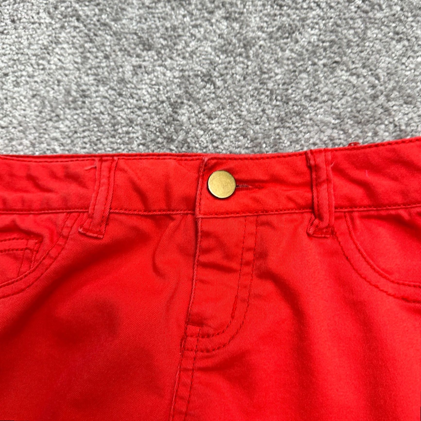 AQUA Aqua Skinny Jeans Womens 25 Red Mid Rise Stretch Casual 28x30 Denim Cotton Polyester Spandex 5-Pocket Zip Button Size 42" / US 20 - 3 Thumbnail