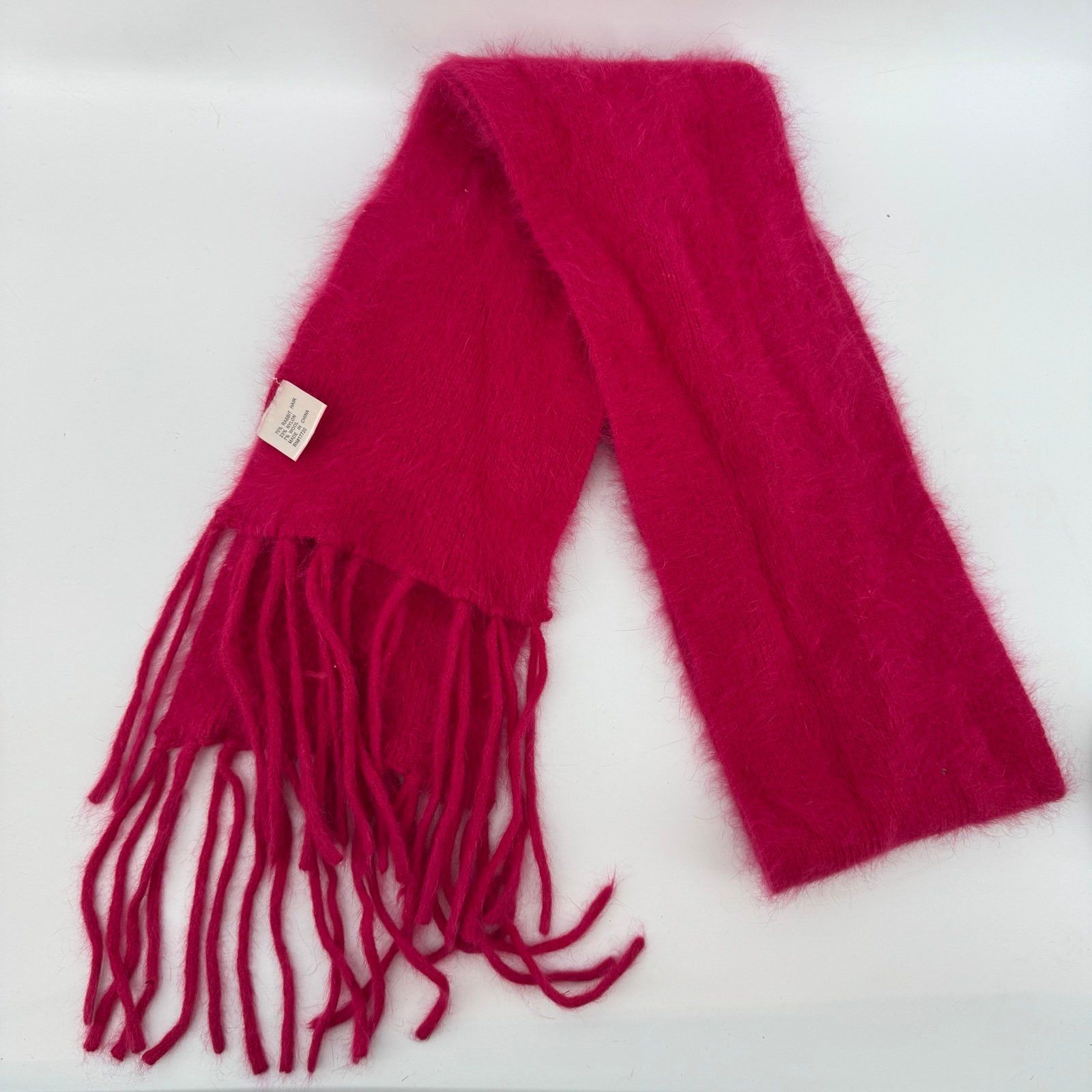Other Pink Rabbit Hair Angora & Wool Blend Scarf With Fringe Very Size ONE SIZE - 1 Thumbnail