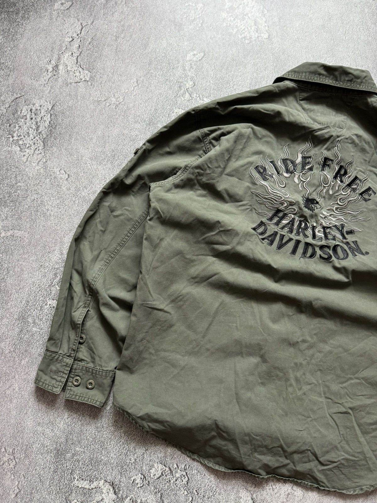 Harley Davidson × Vintage Harley Davidson XL logo ride free shirt button up long sleev Size US XL / EU 56 / 4 - 6 Thumbnail