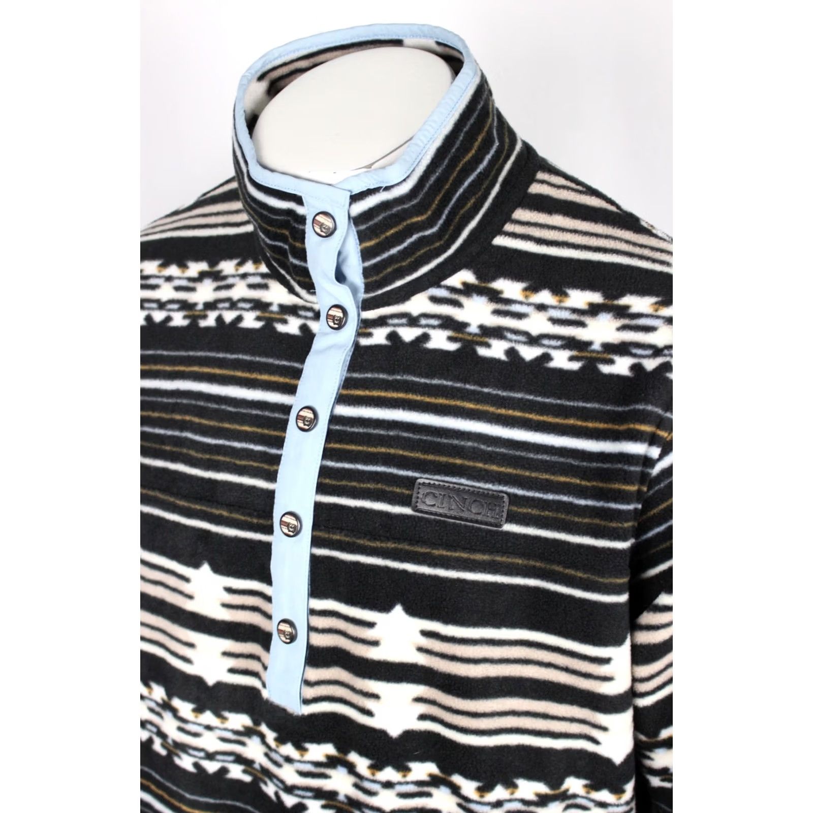 Vintage Cinch Men's Polar Fleece Pullover Snap Button Size XXL Black Multi Sweatshirt Pullover Long Sleeve with Pockets Logo Western Style Size US XXL / EU 58 / 5 - 3 Thumbnail