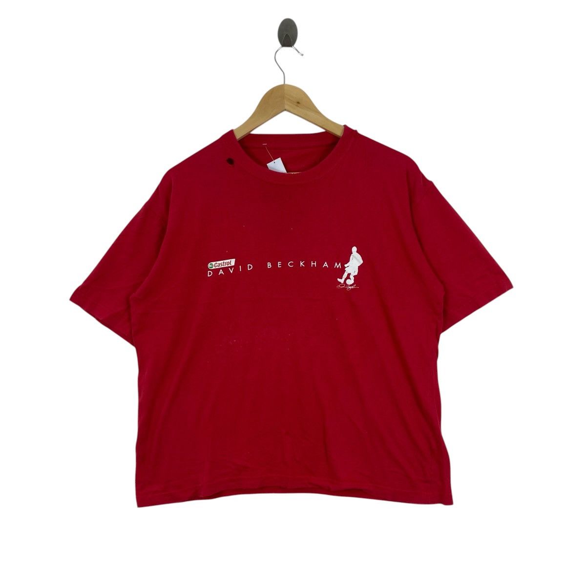 Vintage Vtg 2002 David Beckham #7 Castrol Promo Tee Red M Soccer Size US M / EU 48-50 / 2 - 1 Thumbnail