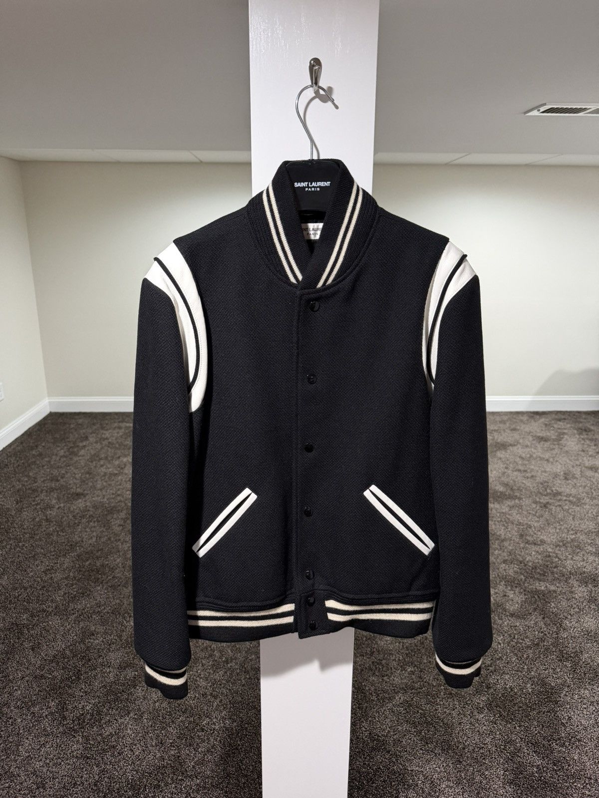Saint Laurent Paris Saint Laurent Paris 2017 Teddy Varsity Black Jacket Size US L / EU 52-54 / 3 - 13 Thumbnail