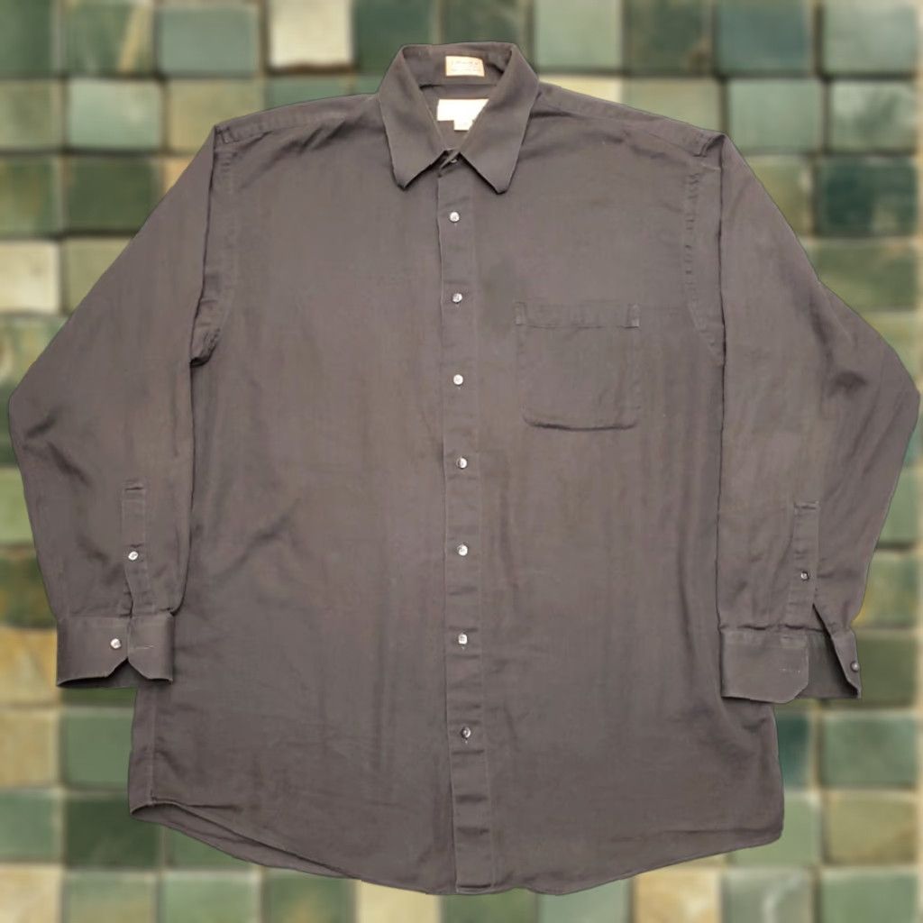 Dillard's VINTAGE Dillards Murano Shirt Mens 17 Tall Black Thick Twill Button Casual Work Size US XL / EU 56 / 4 - 1 Thumbnail