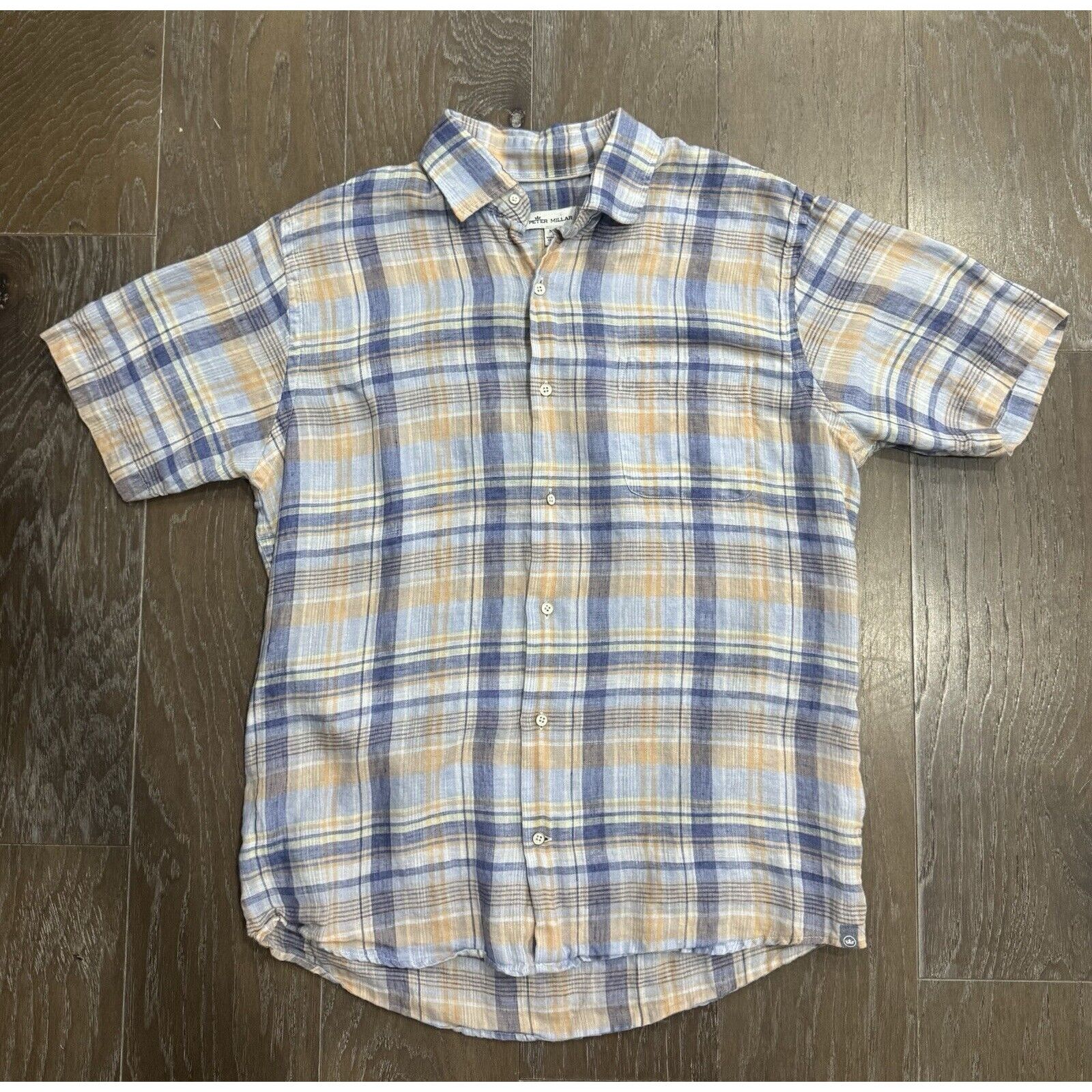 Peter Millar Peter Millar Shirt Short Sleeve Button Up Plaid Linen M Size US M / EU 48-50 / 2 - 4 Thumbnail