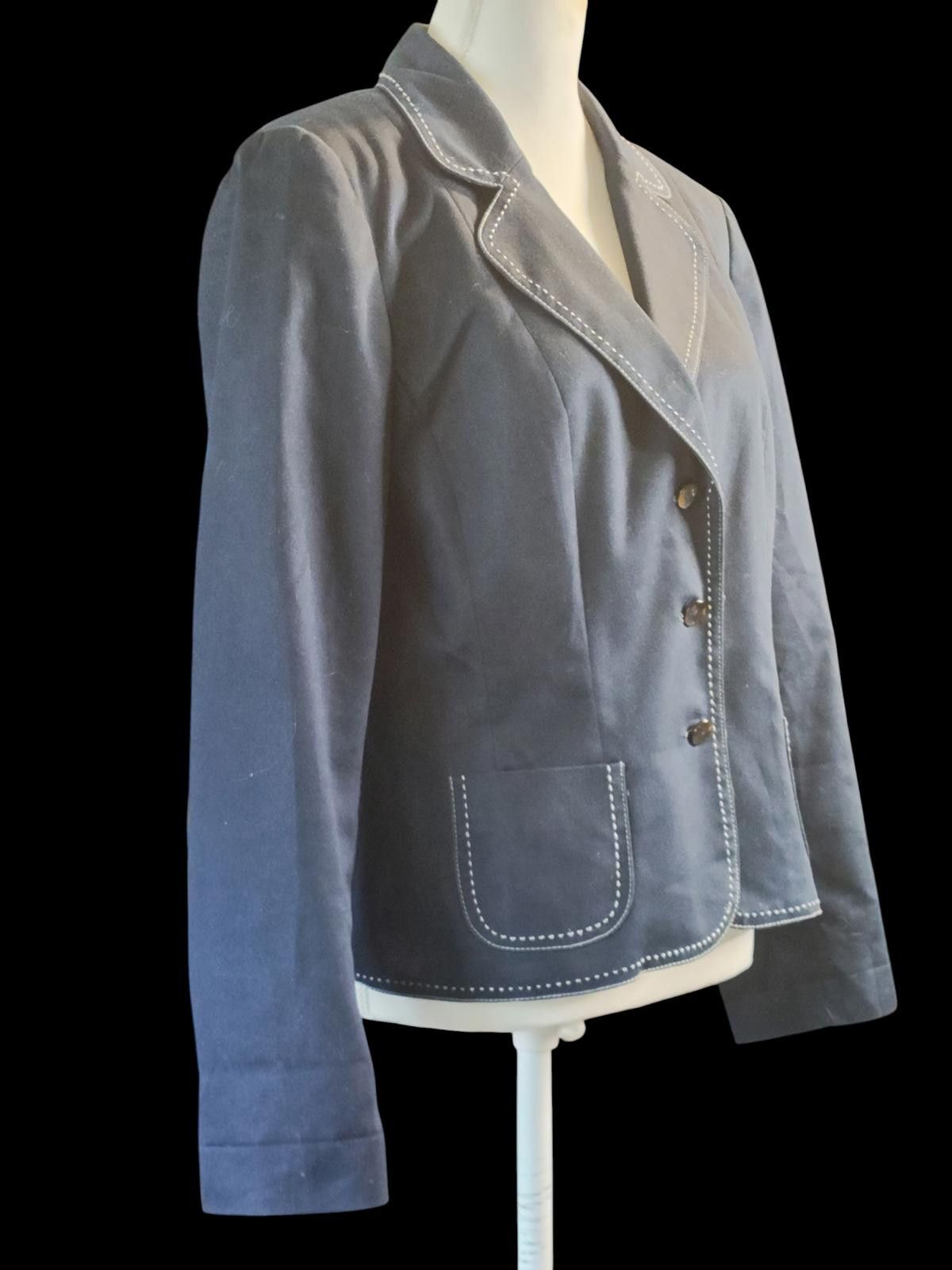 Isabel Marant Isabella Women's Navy Blue Blazer with Contrast Stitching Size XL / US 12-14 / IT 48-50 - 4 Thumbnail