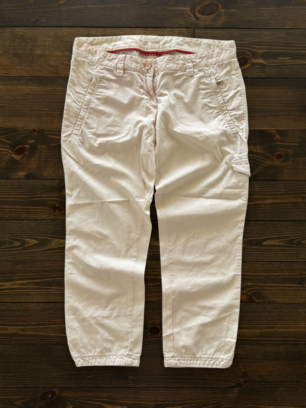 Prada 00s Archive White/Pink Glamour Cargo Pants
