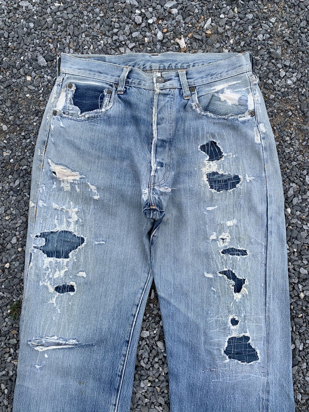Kapital VINTAGE LEVIS 501XX BIG E SELVEDGE DAMAGE DISTRESSED DENIM Size US 30 / EU 46 - 6 Thumbnail
