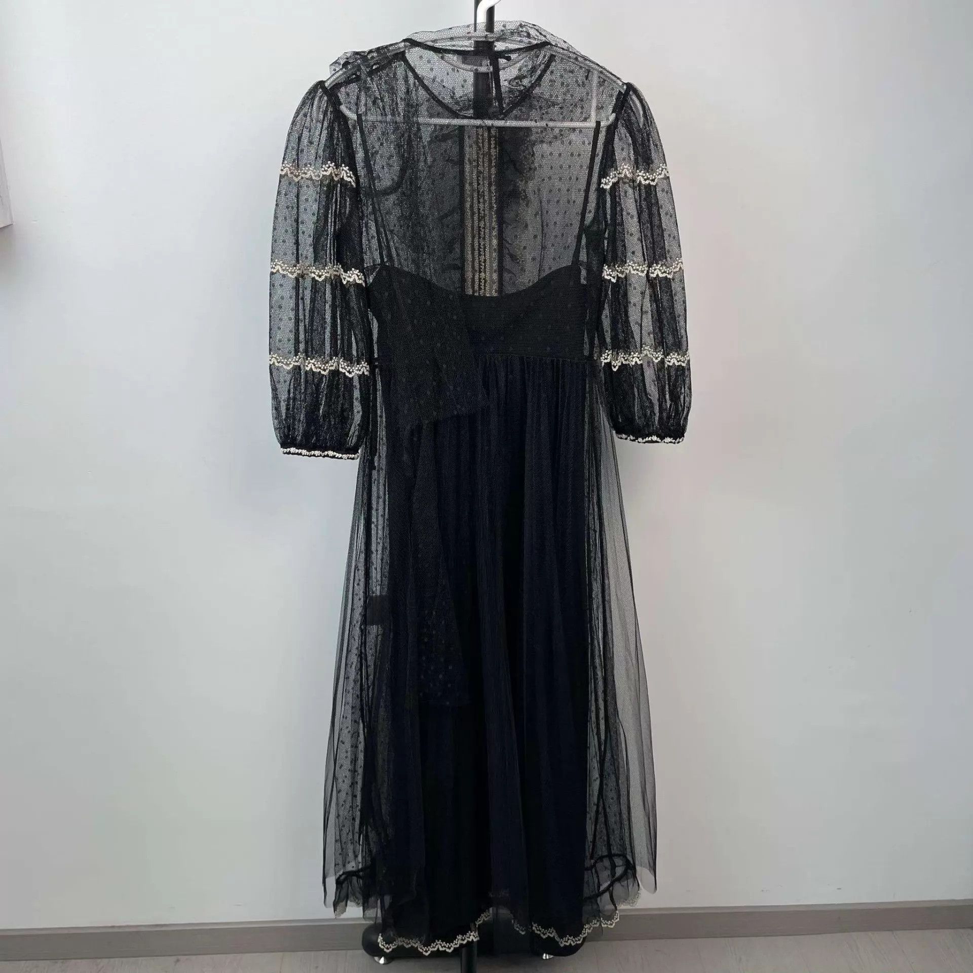 Valentino Valentino Black White Bow Lace Tulle Dress 165 New With Tags Size S / US 4 / IT 40 - 2 Thumbnail