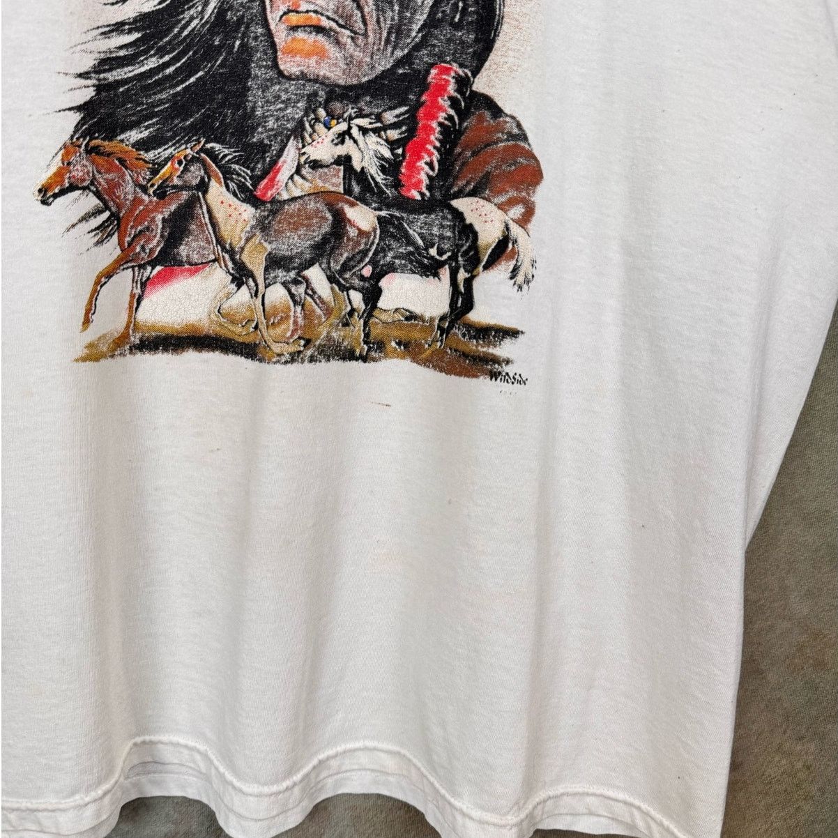 Vintage VTG Wild as the Wind Native T Shirt Sz XL White Horses Size US XL / EU 56 / 4 - 6 Thumbnail