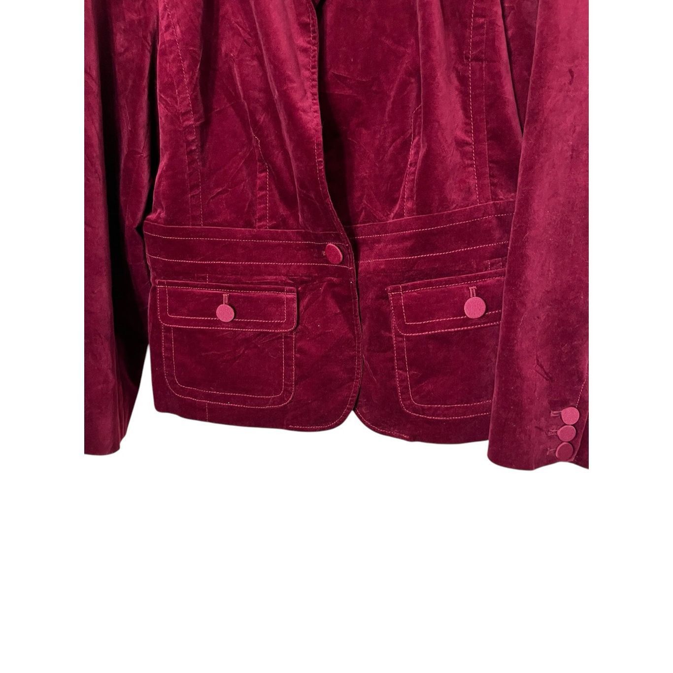 Other Talbots Deep Red/Burgundy Velvet Blazer Jacket Lined Size 12 Size XL / US 12-14 / IT 48-50 - 3 Thumbnail