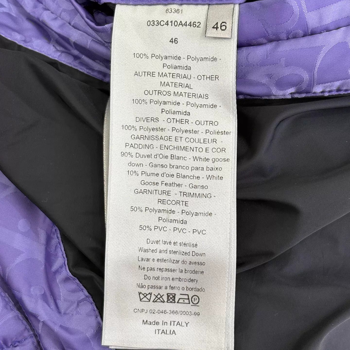 Dior DIOR Purple Oblique Full Logo Down Vest Size US S / EU 44-46 / 1 - 4 Thumbnail