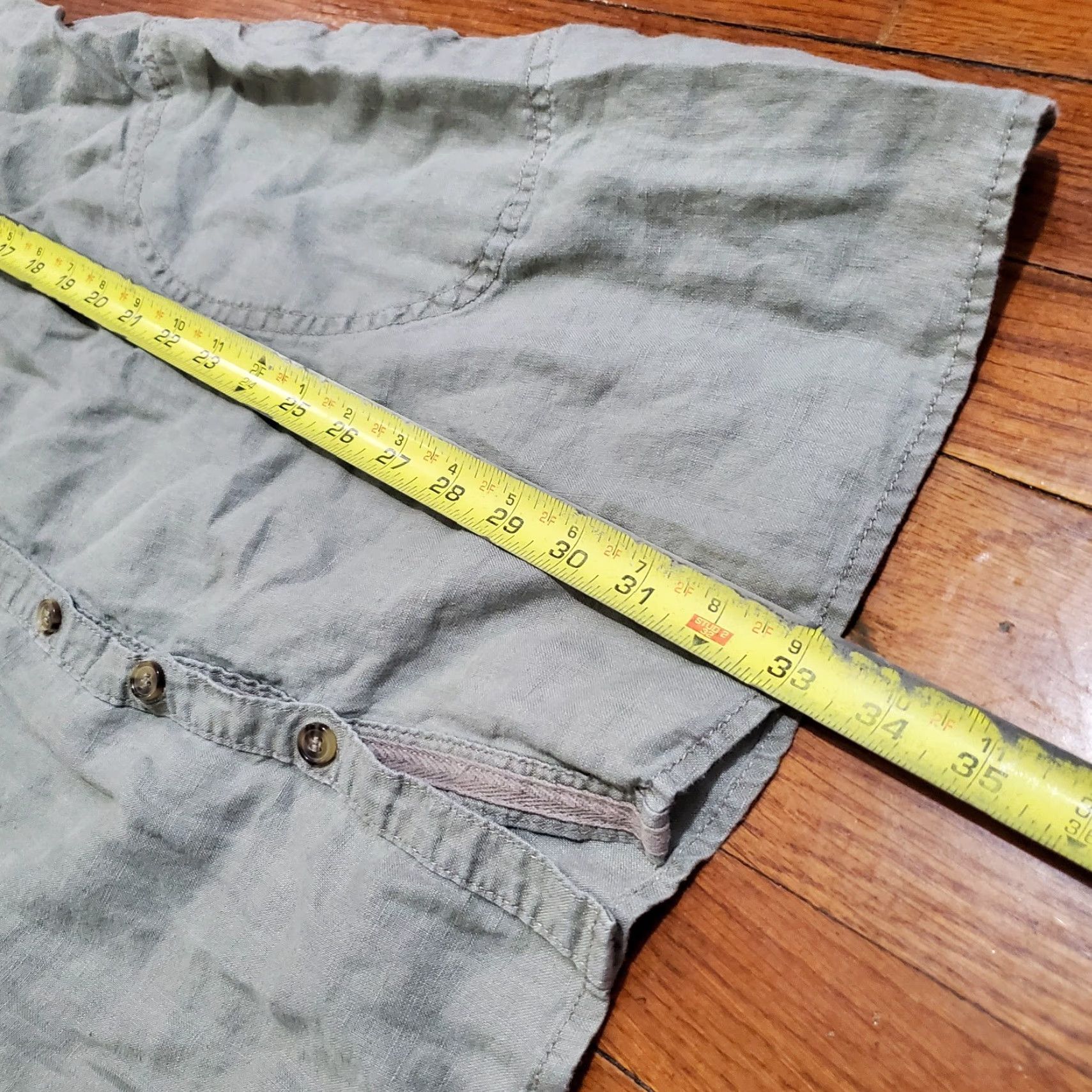 Vintage VINTAGE Adrienne Vittadini Linen Dress Womens Green Button Down Midi Coastal Med Size M / US 6-8 / IT 42-44 - 7 Thumbnail