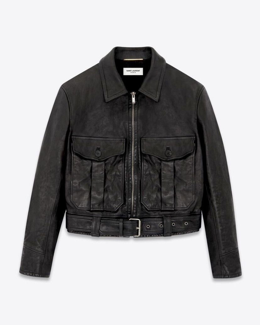 Anthony Vaccarello × Saint Laurent Paris Men’s Cropped Leather Jacket (2022) Size US M / EU 48-50 / 2 - 1 Thumbnail