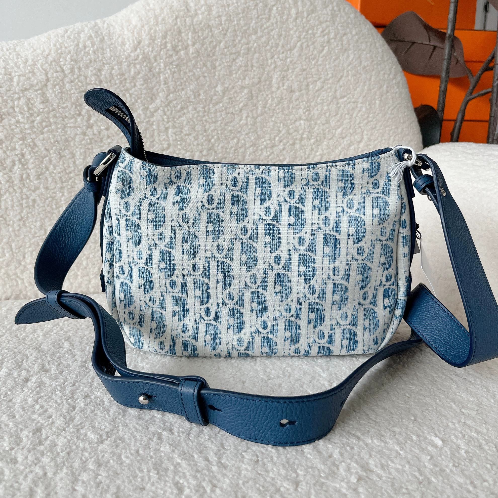Dior Dior Blue Denim Monogram Saddle Bag 25x17x8 3713 Size ONE SIZE - 2 Thumbnail