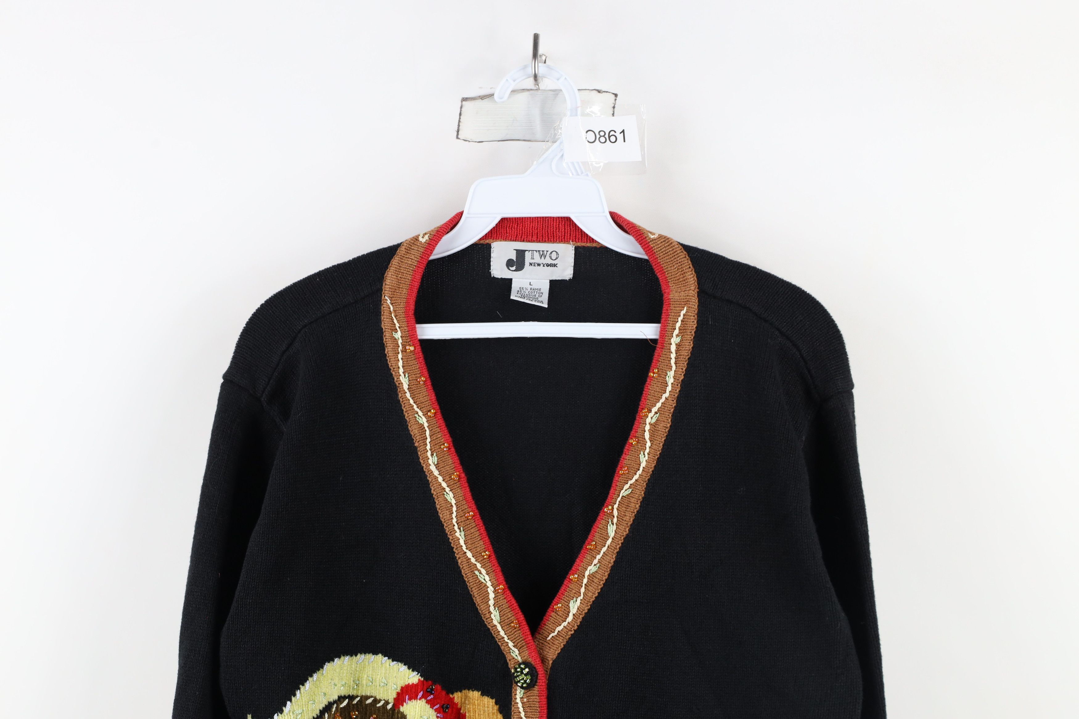 Vintage Vintage 90s Streetwear Embroidered Chicken Cardigan Sweater Size L / US 10 / IT 46 - 2 Thumbnail