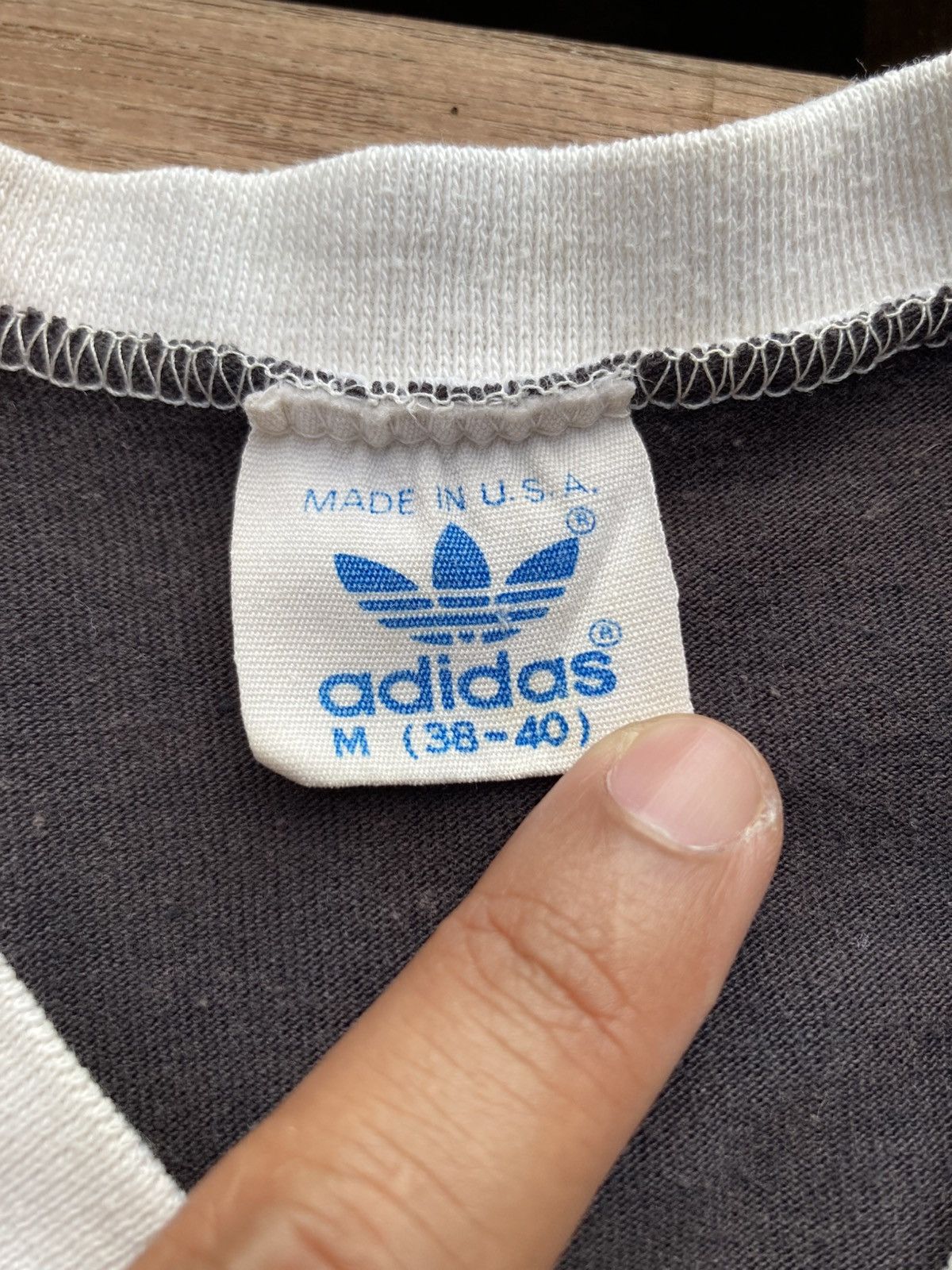 Vintage Vintage 80s Adidas Trefoil Logo V-neck T shirt Size US M / EU 48-50 / 2 - 6 Thumbnail