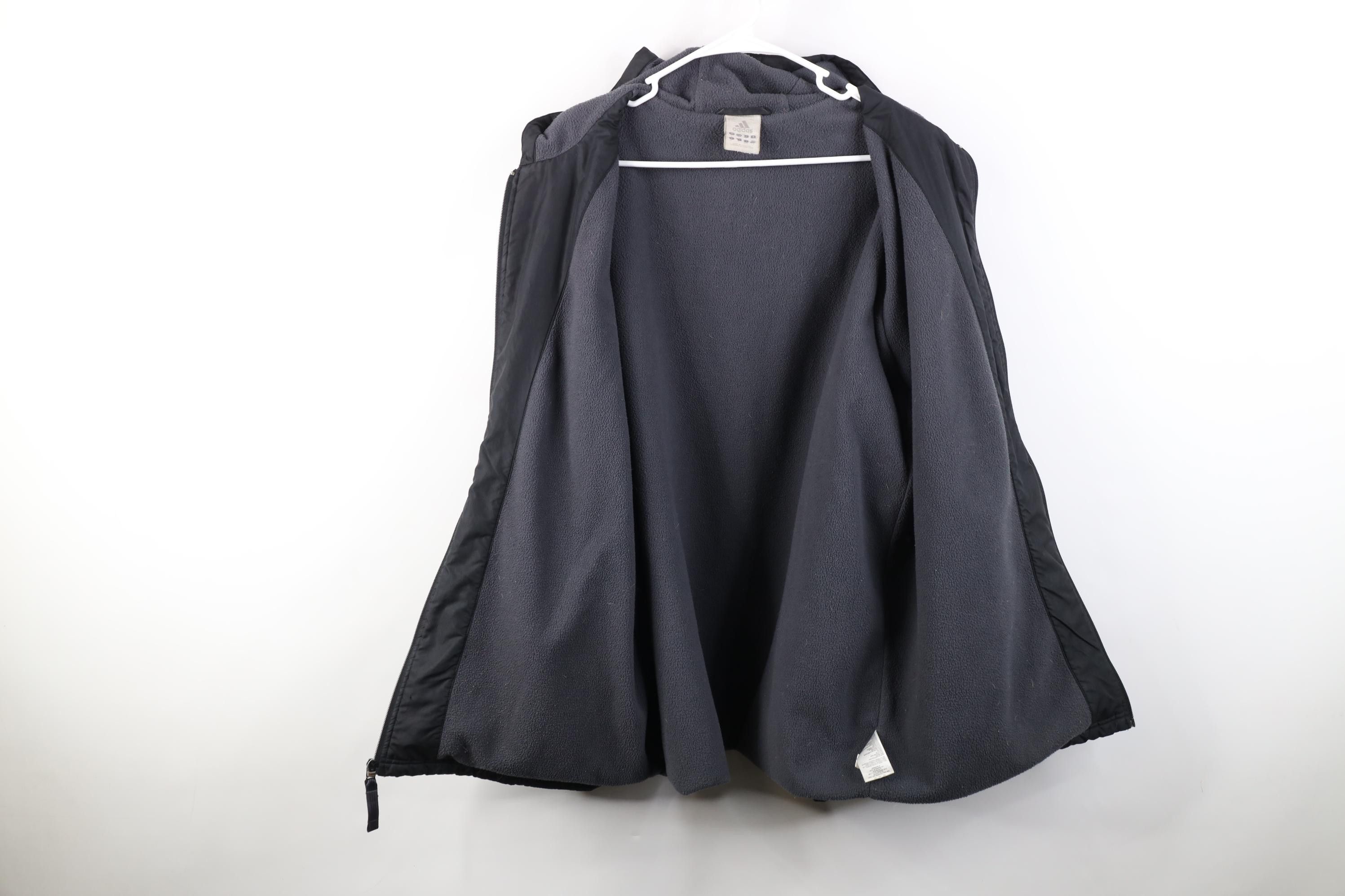 Adidas Vintage Adidas Spell Out Fleece Lined Hooded Jacket Black Size US L / EU 52-54 / 3 - 13 Thumbnail