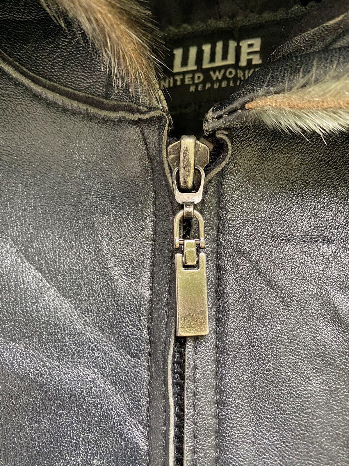 Genuine Leather United Worker Republic (UWR) Fur Lining Leather Hoodie JKT Size US S / EU 44-46 / 1 - 10 Thumbnail