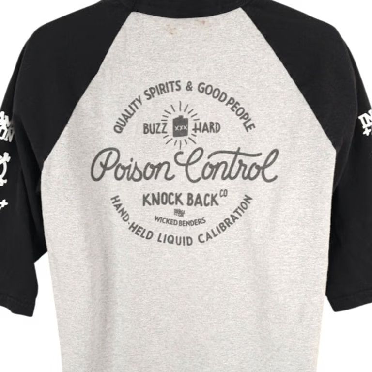 Vintage In4mation T Shirt Mens XL Gray Black Poison Control Knock Back Raglan Tee Size US XL / EU 56 / 4 - 2 Thumbnail
