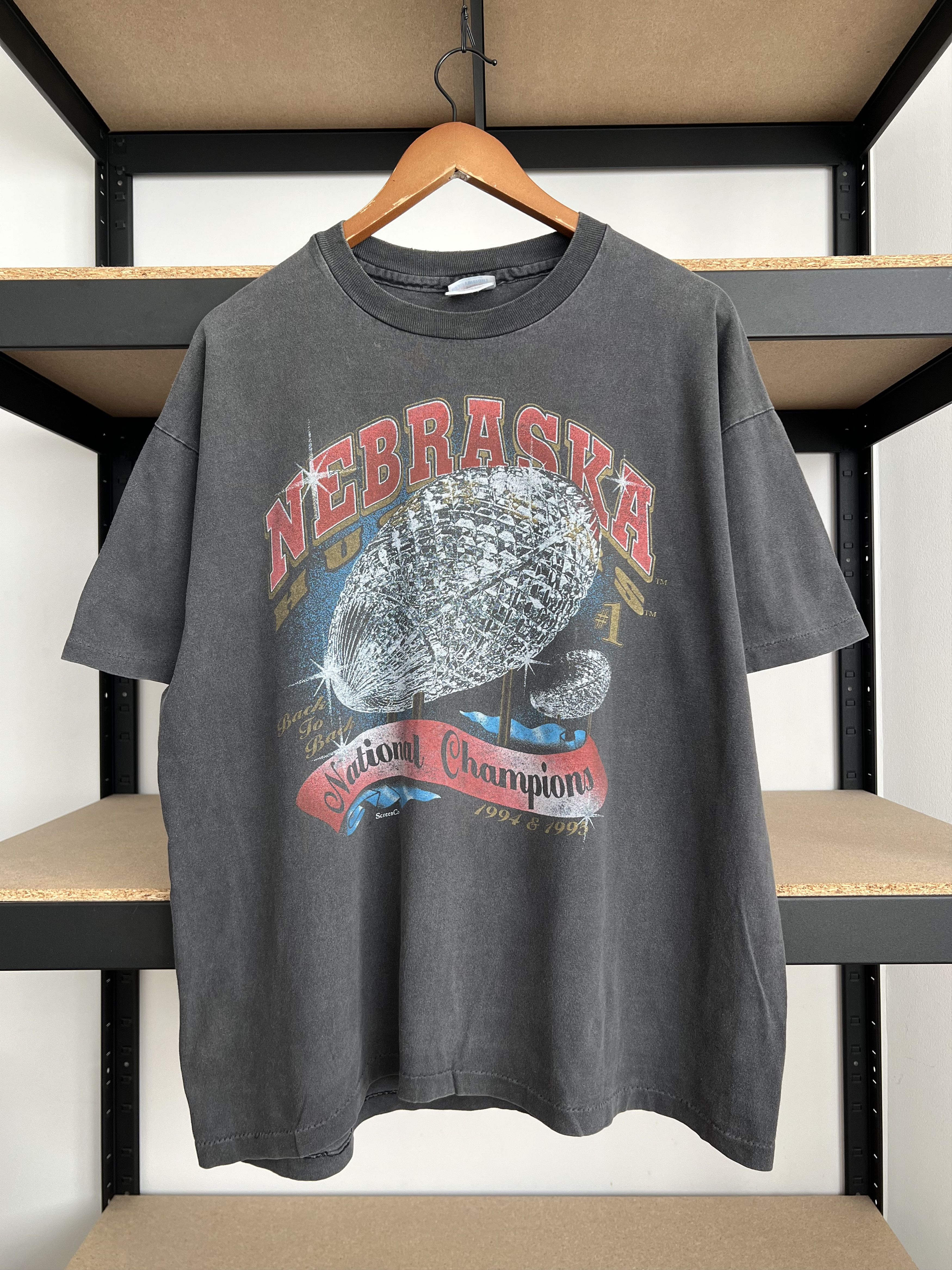 Vintage 90s Nebraska Huskers Cornhuskers NCAA Faded Black