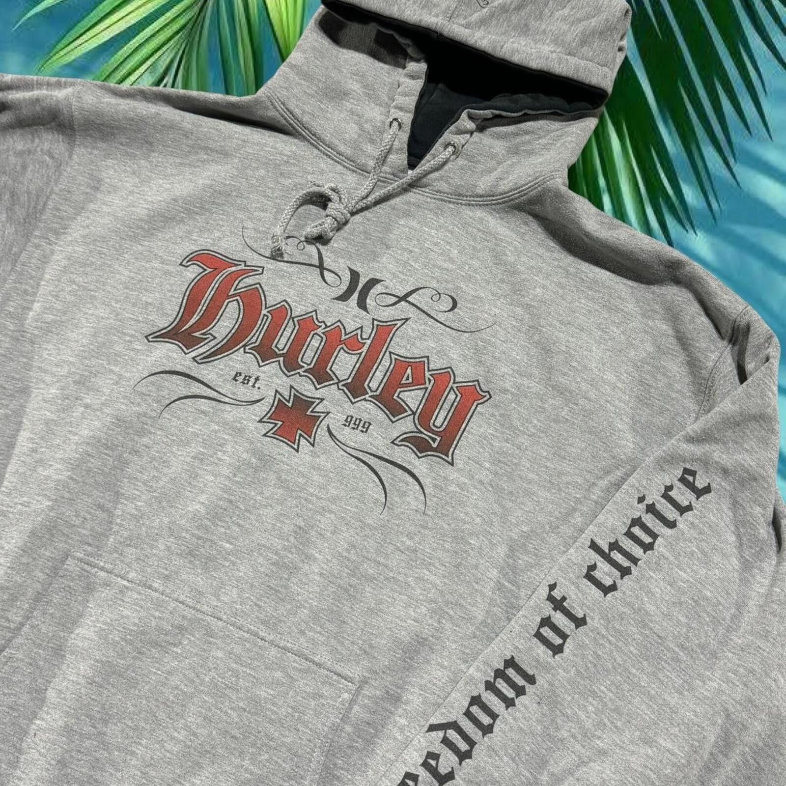 Hurley Y2k 00s Hurley old English choppers surf skate hoodie grail Size US L / EU 52-54 / 3 - 2 Thumbnail