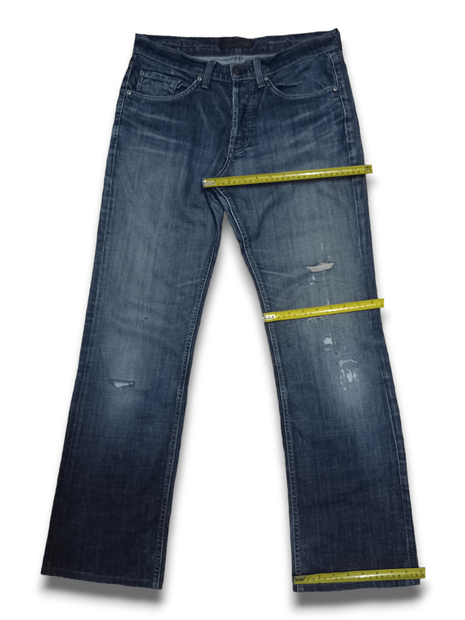 Other Vintage James Cured Blue Wash Distressed Flare Jeans Size US 31 - 13 Thumbnail