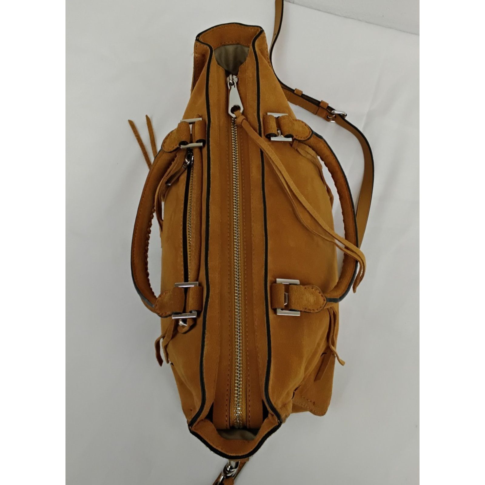Rebecca Minkoff Rebecca Minkoff Suede Leather Purse Tan With Crossbody Strap Size ONE SIZE - 10 Thumbnail