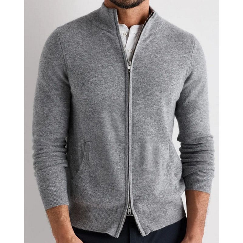 Quince Quince Men Cashmere Full Zip Sweater Heather Grey S NWT Size US S / EU 44-46 / 1 - 2 Thumbnail