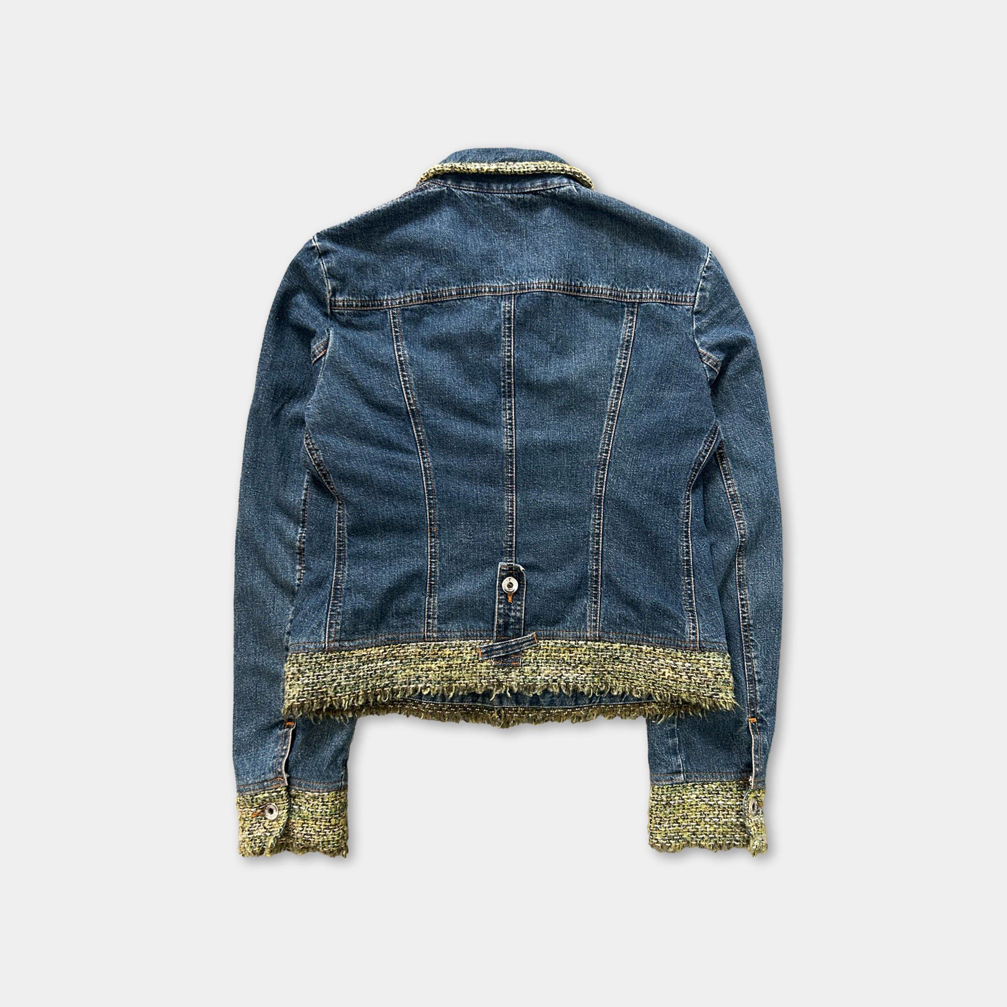 Dolce & Gabbana Dolce & Gabbana Tweed Fringed Denim Jacket Size US S / EU 44-46 / 1 - 4 Thumbnail