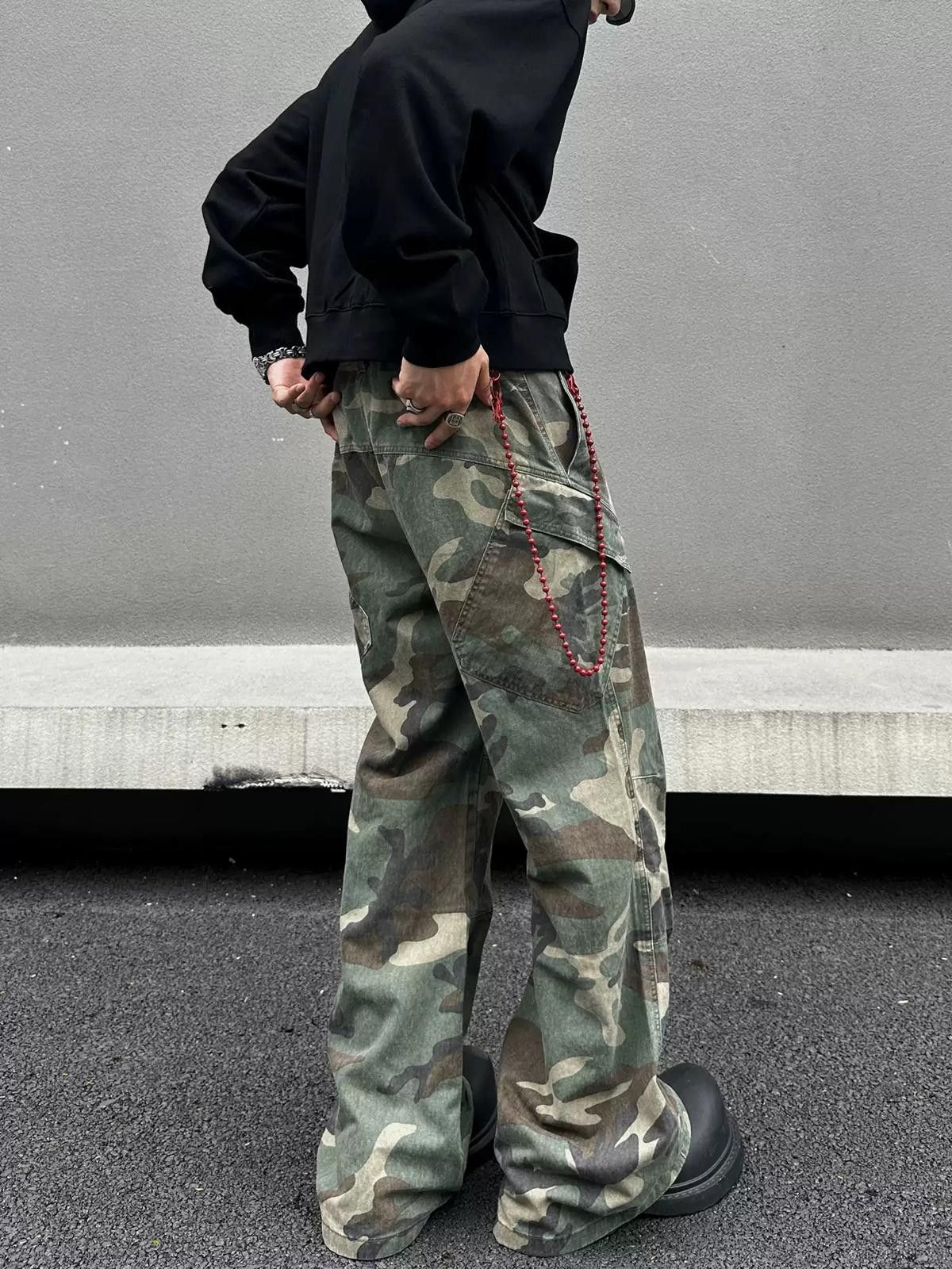 Other Camouflage Cargo Stacked Pants, Flared Trousers Size US 32 / EU 48 - 3 Thumbnail