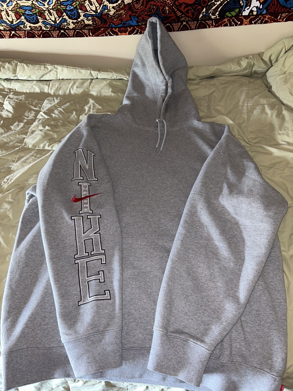 image of Nike X Supreme Hoodie in Grey, Men's (Size XL)