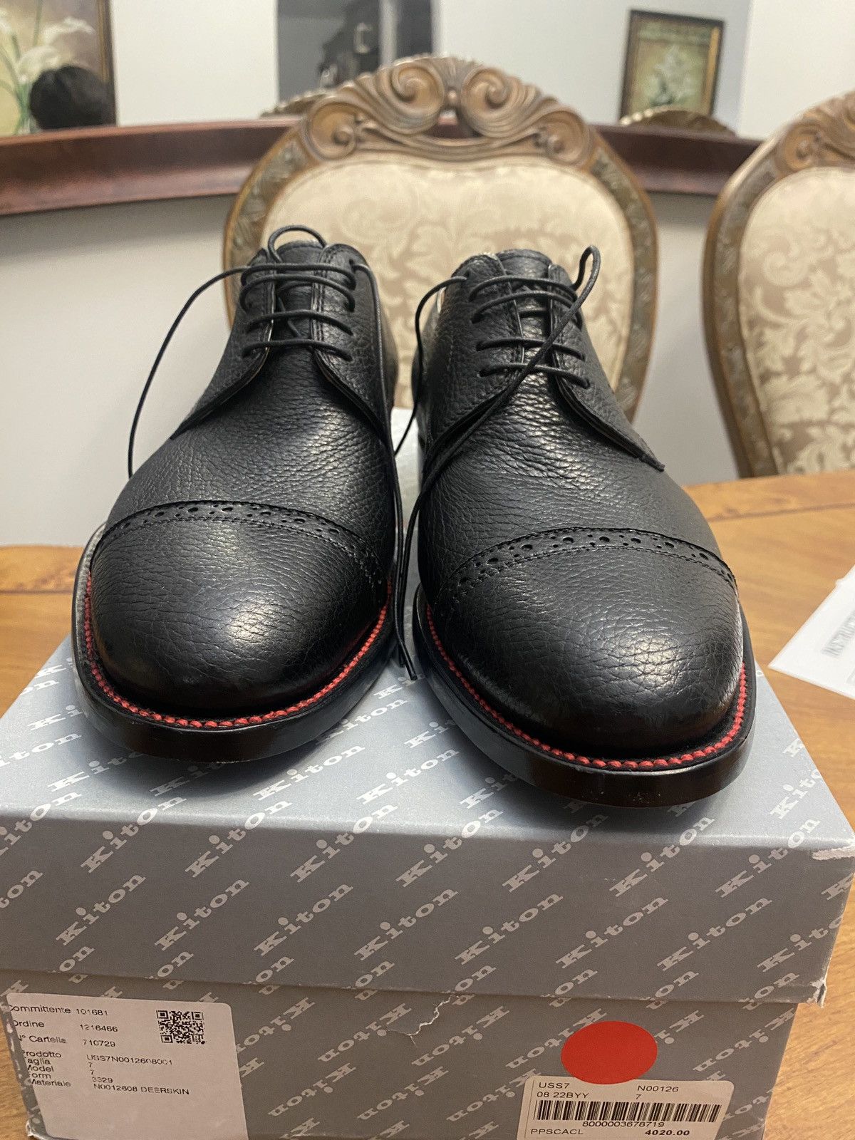 Kiton Black Leather Kiton Dress Shoes Size US 7 / EU 40 - 2 Thumbnail