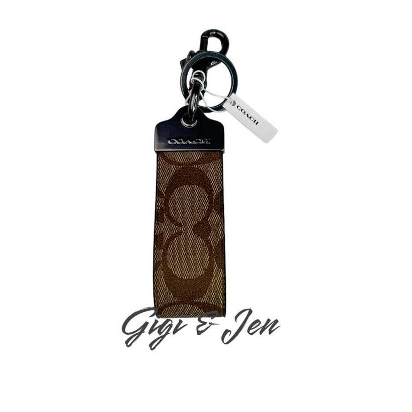 Coach Coach Loop Key Fob In Signature Canvas Khaki signature New Size ONE SIZE - 4 Thumbnail