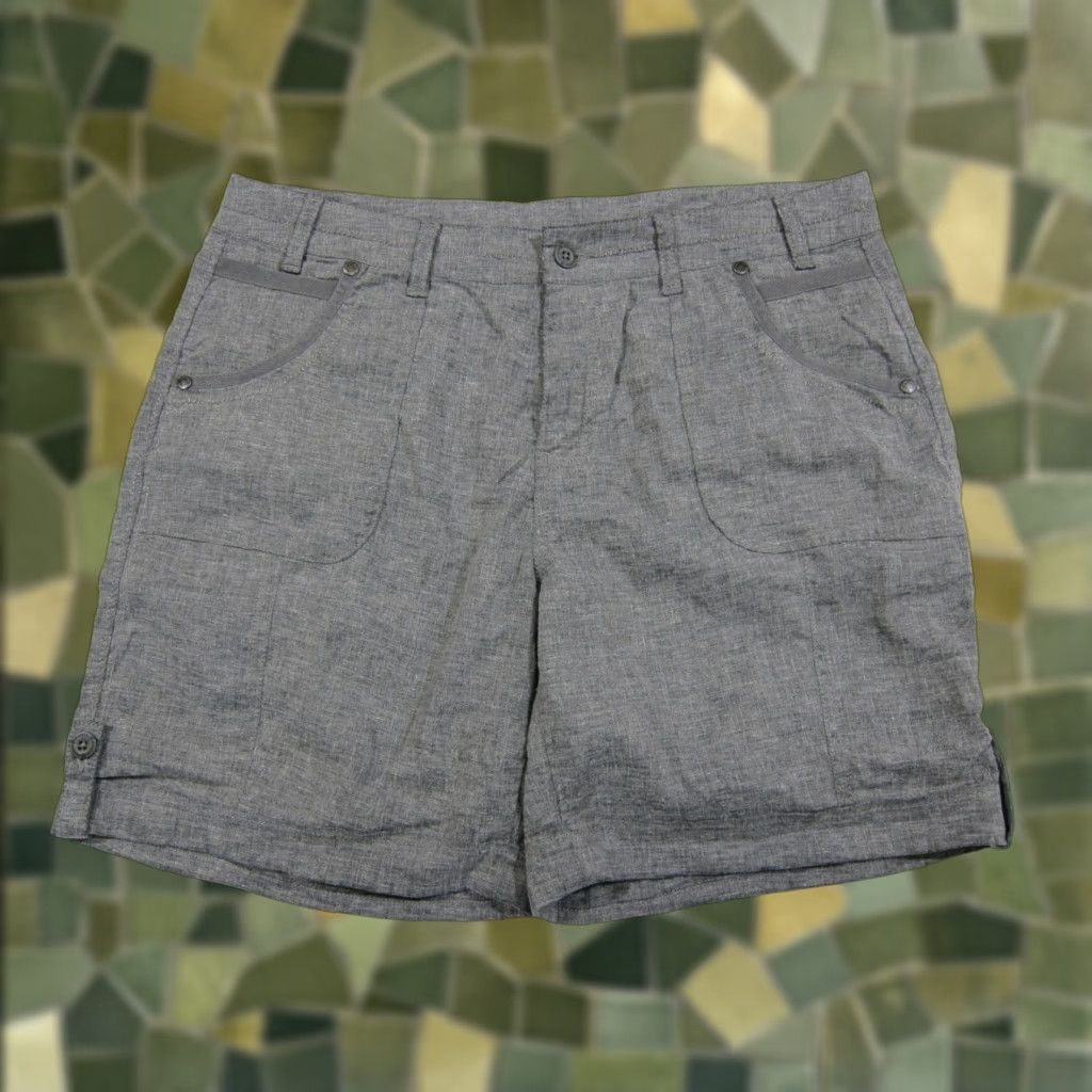 Vintage Aventura Bristol Bermuda Shorts Women Size 12 Grey Hemp Stretch Pockets 6.5" Inseam 36" Waist Regular Rise Mid Zip Front Yoga Casual Activewear Size 25" / US 0 / IT 36 - 1 Thumbnail