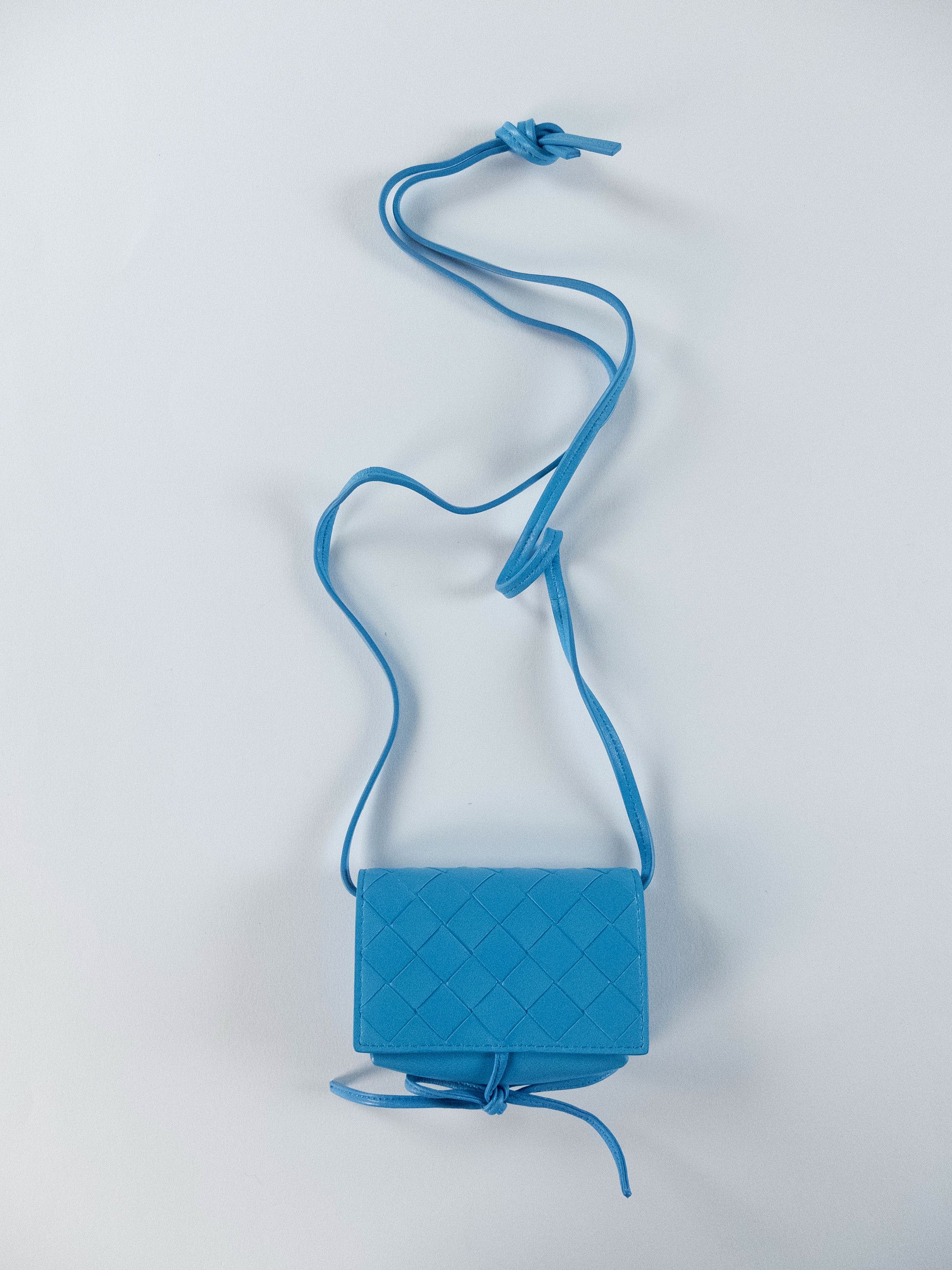 Bottega Veneta BOTTEGA VENETA blue woven leather card case on strap q Size ONE SIZE - 1 Thumbnail