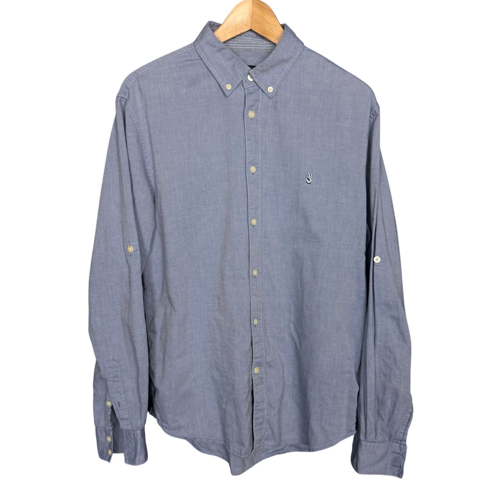 John Varvatos John Varvatos USA Light Blue Peace Logo Men's M Button Down Size US M / EU 48-50 / 2 - 9 Thumbnail