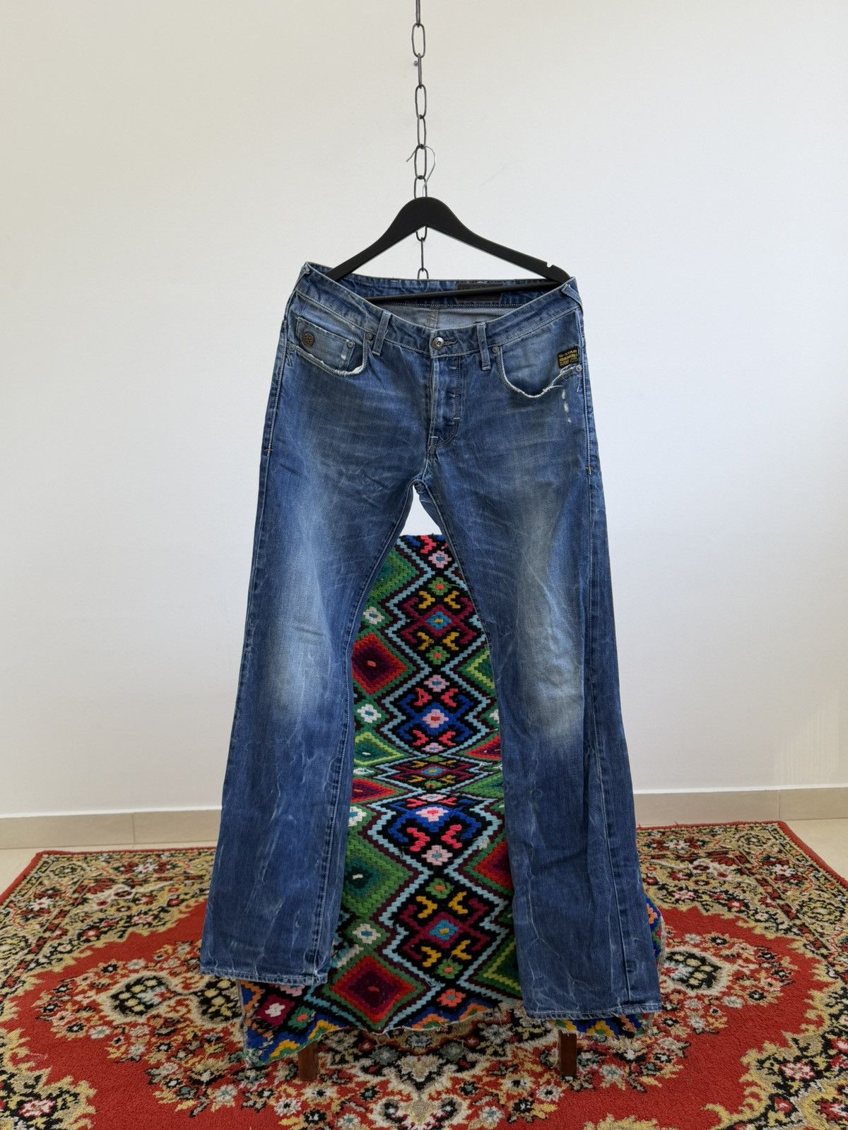 G-Star 00s G Star Tornado Mart Style Buckle Back Washed Denim Jeans Size US 32 / EU 48 - 2 Thumbnail