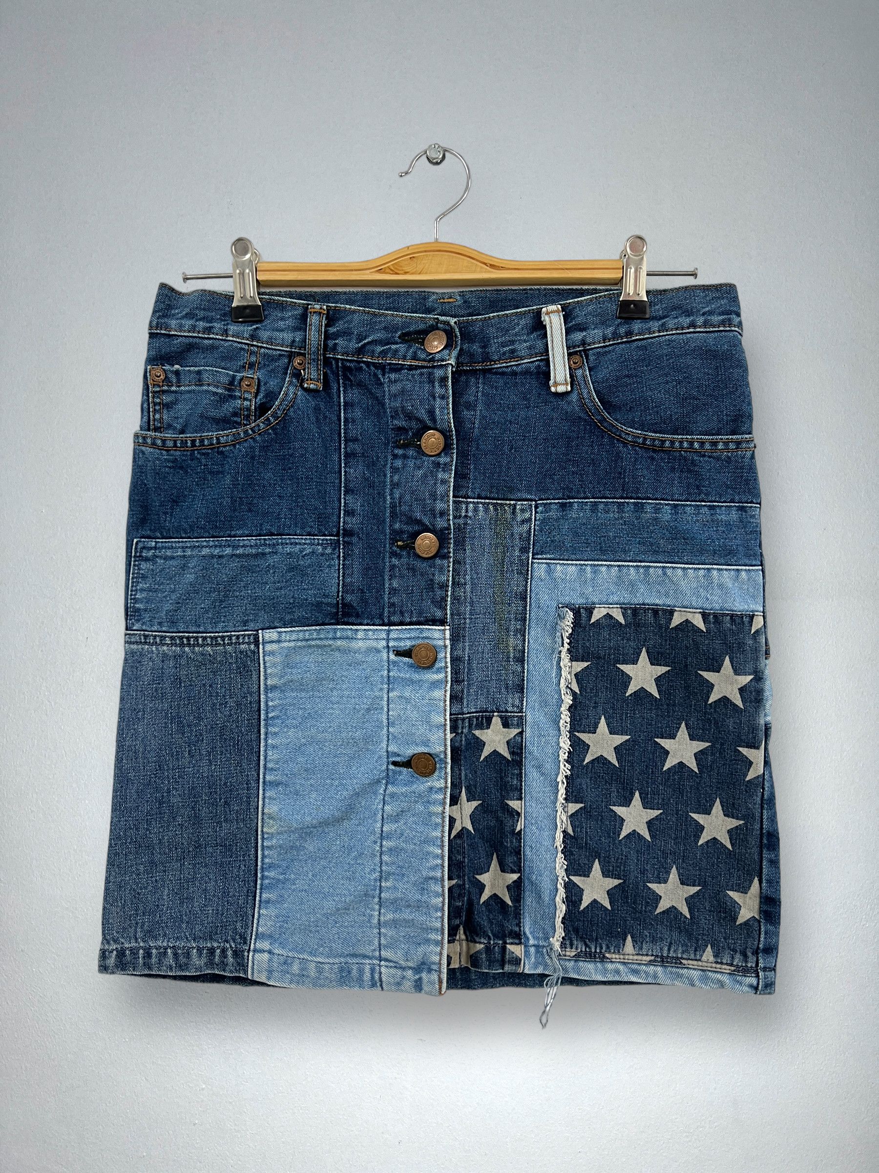 Hysteric Glamour Kinky Jeans HYSTERIC GLAMOUR Patchwork Mini Skirt GTMPT720 Size 31" - 4 Thumbnail
