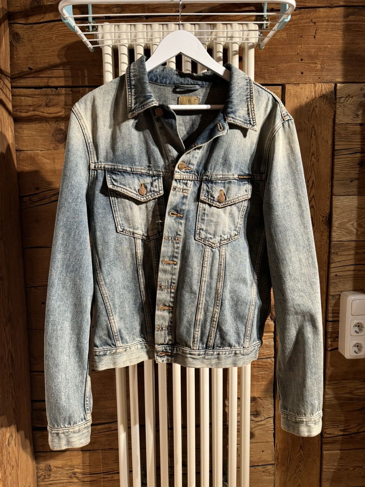image of Crazy Vintage Nudie Jeans Denim Jacket in Blue, Men's (Size Medium)