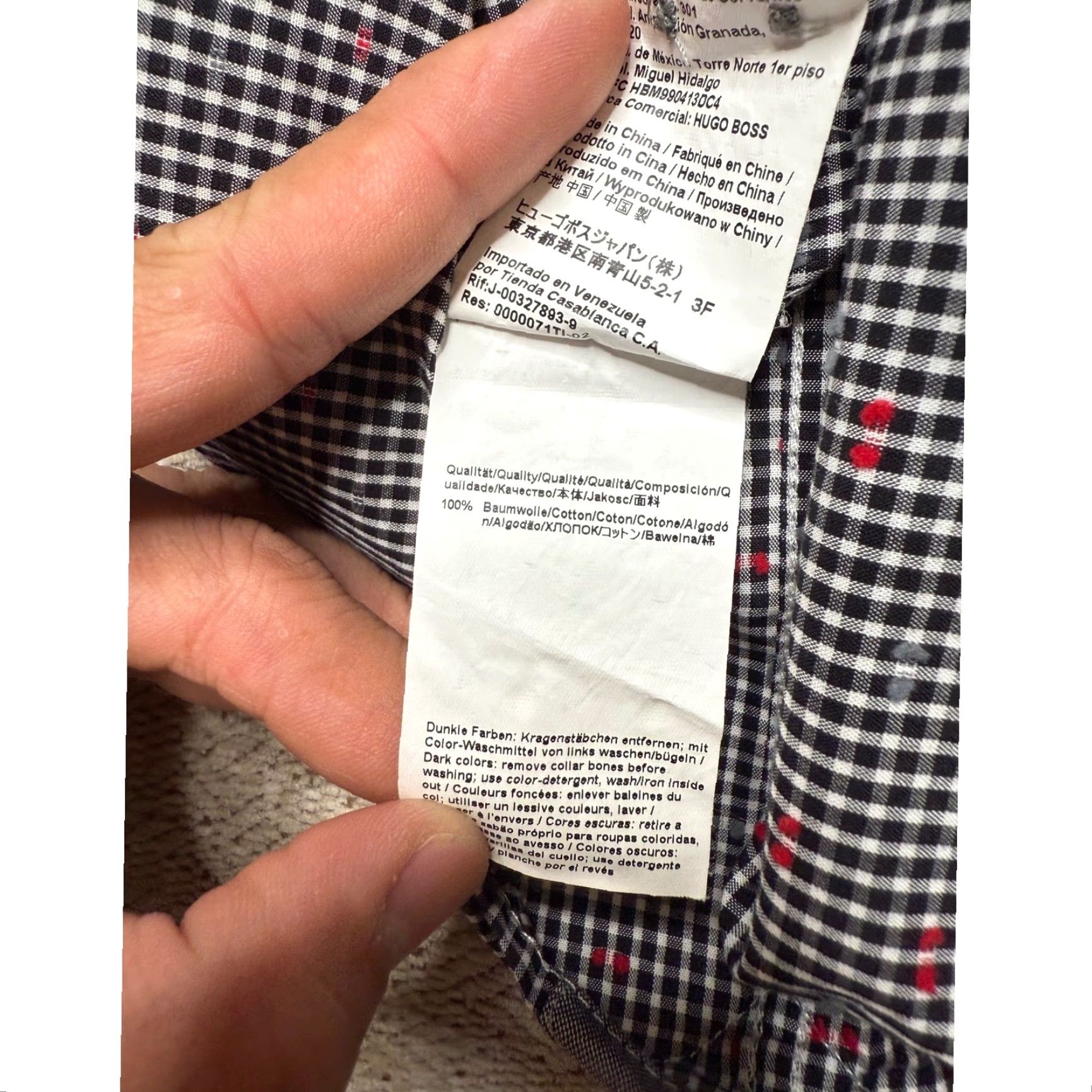 Vintage BOSS Hugo Boss Dress Shirt Button Down Regular Fit Gingham Black White Long Sleeve XXL Men’s Shirt Size 48R - 6 Thumbnail