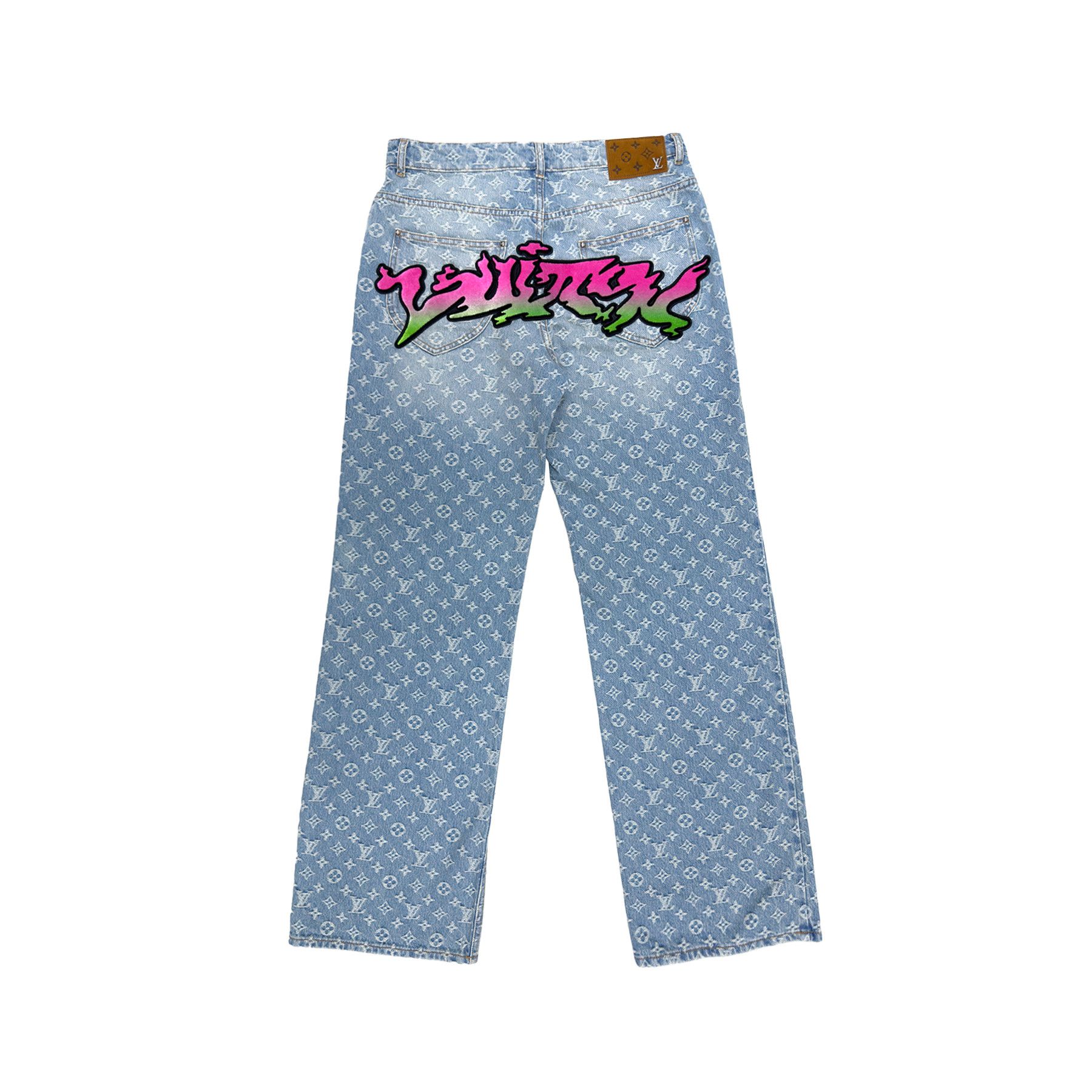 Louis Vuitton Louis Vuitton Graffiti Monogram Baggy Denim Jeans Size 30" / US 8 / IT 44 - 2 Thumbnail