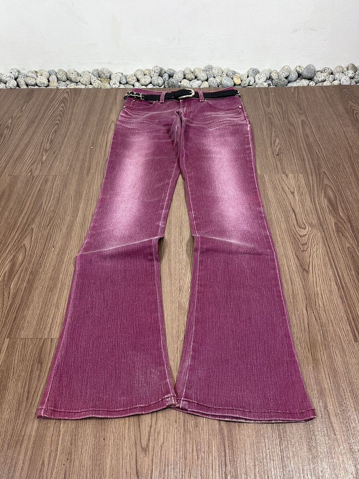 Edwin × If Six Was Nine × Tornado Mart Edwin Something Burgandy Washed Bootcut Jean with Chain Belt Size US 27 - 7 Thumbnail