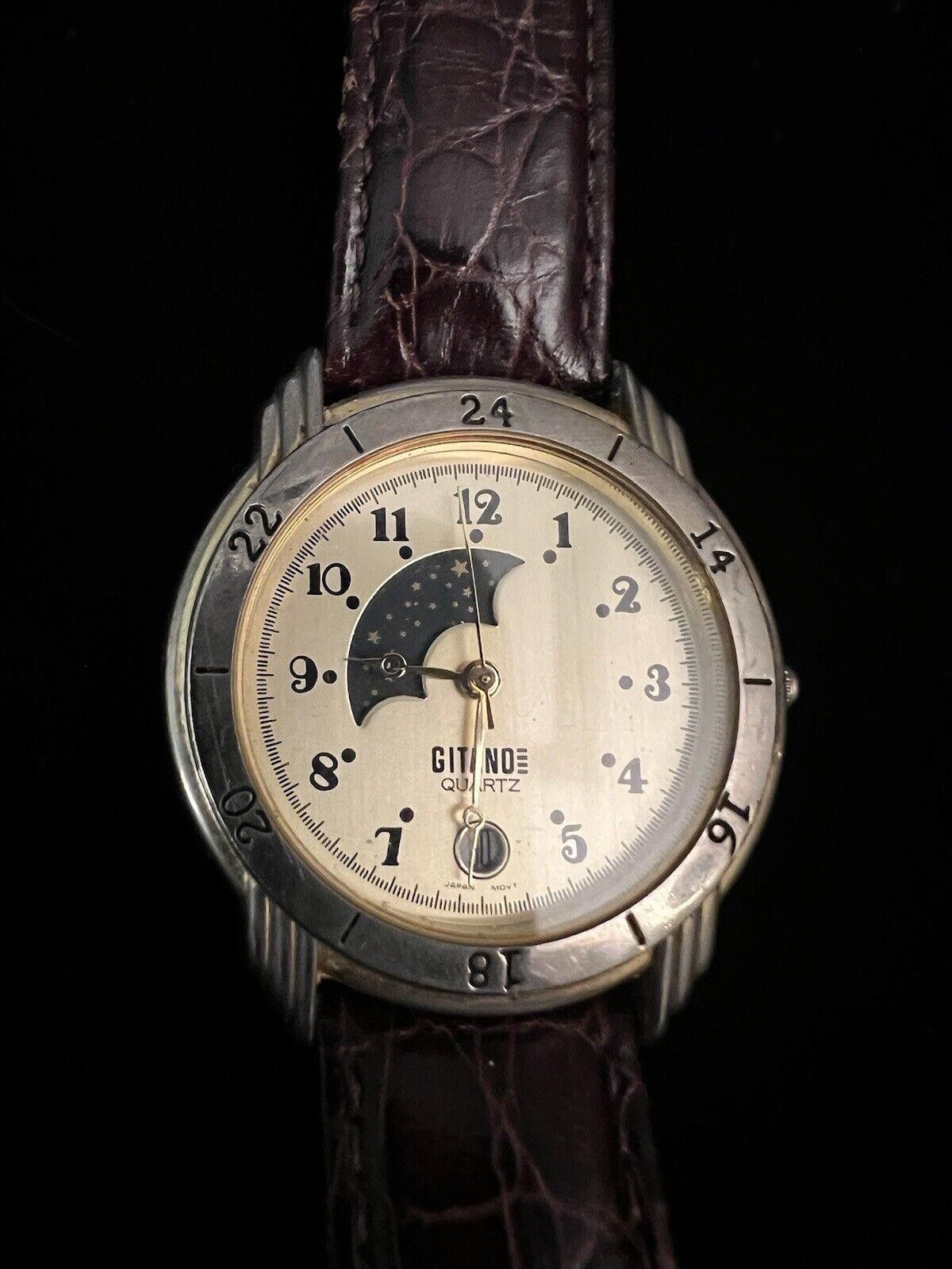 Designer Vintage Gitano Moon Phase Analog Watch New Battery Size ONE SIZE - 1 Thumbnail