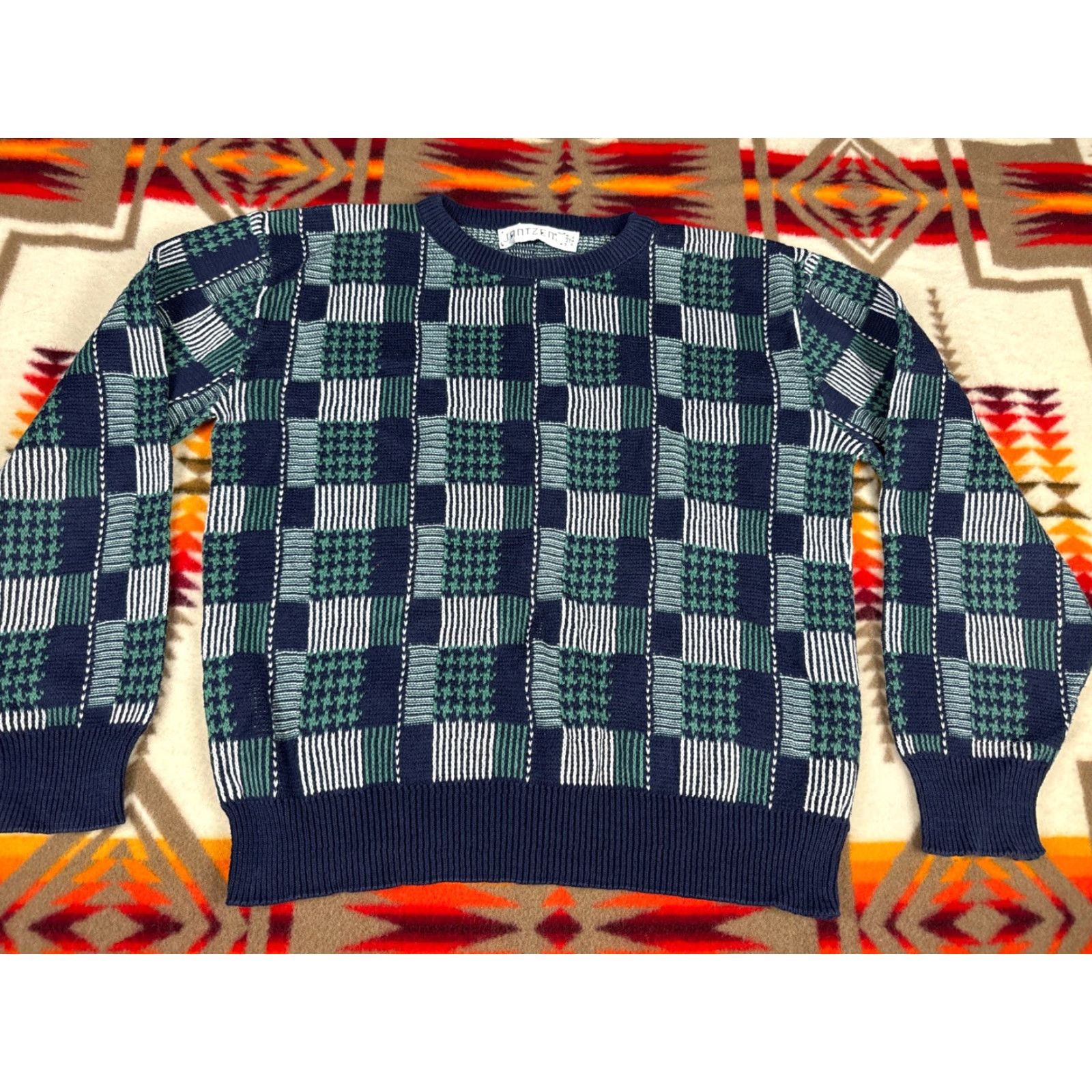Jantzen VINTAGE Jantzen Sweater Crewneck Mens L Green USA Size US L / EU 52-54 / 3 - 3 Thumbnail