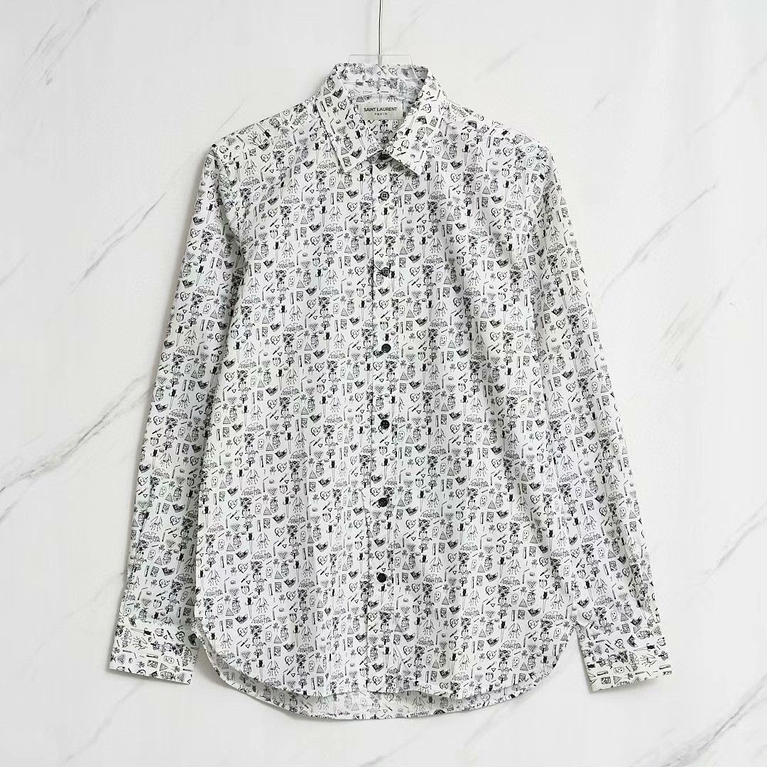 Saint Laurent Paris Saint Laurent Men's Doodle Print Shirt Size US XXS / EU 40 - 1 Thumbnail