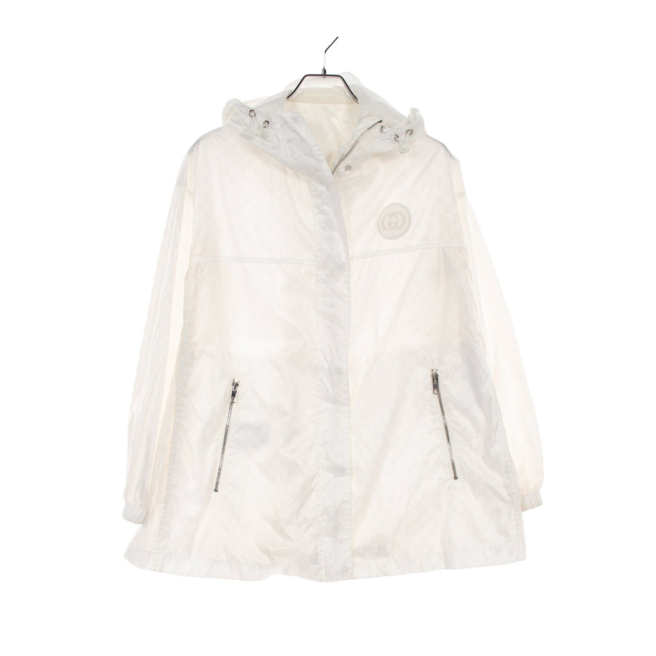Gucci Gucci Gg Pattern Nylon Jacket White Hooded Size ONE SIZE - 1 Thumbnail