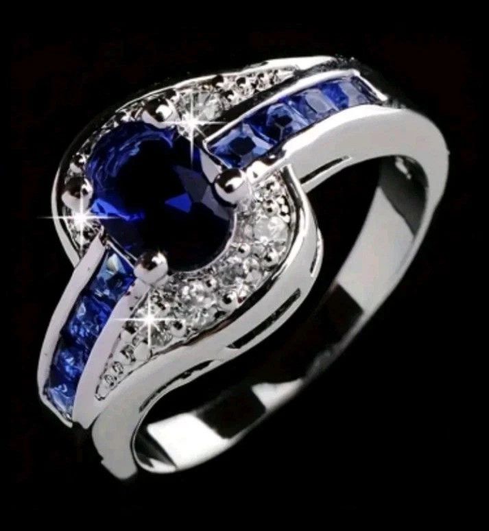 Other Oval Blue Cubic Zirconia Gemstone Ring Size 7 Size ONE SIZE - 4 Thumbnail