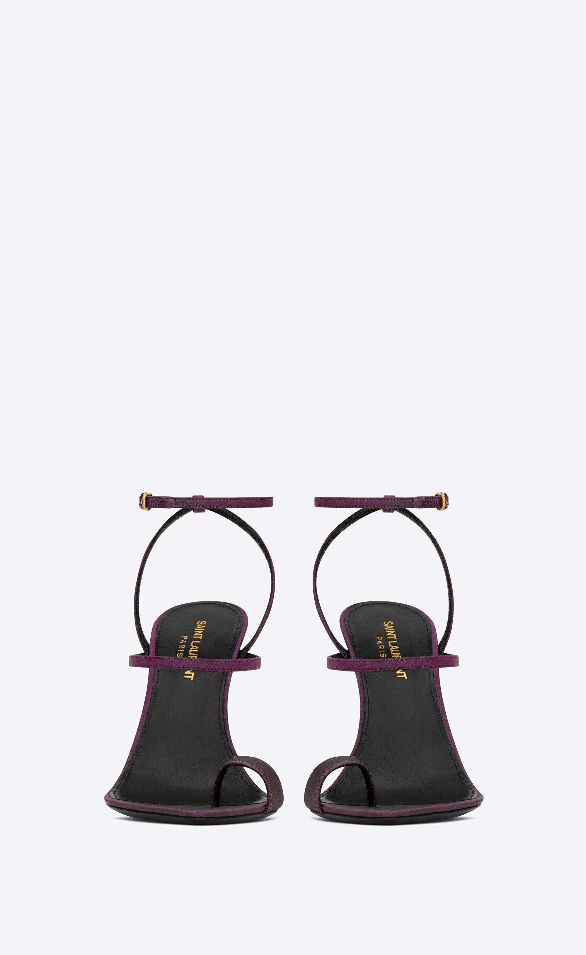Saint Laurent Paris o1s1wg111024 Dive Sandals in Shantung in Prune Purple Size US 8.5 / IT 38.5 - 2 Thumbnail