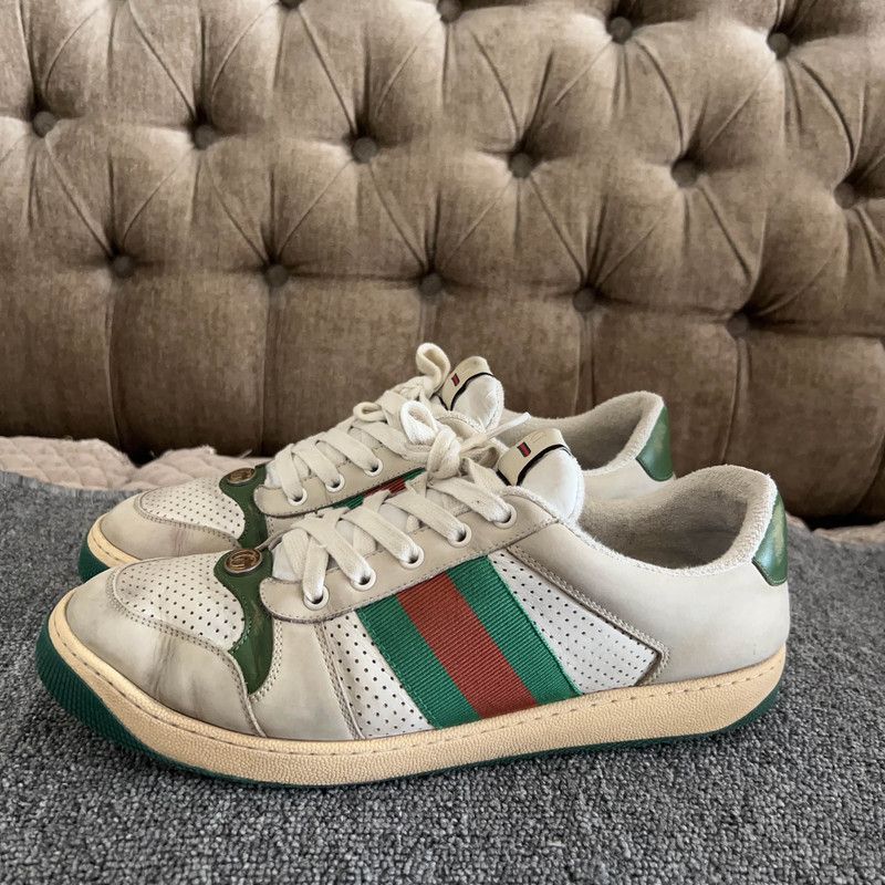 Gucci Screener Dirty Sneakers in Grey Green 0079